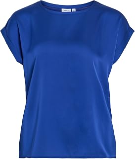Vila Women’s Viellette S/S Satin Top, Noos, 14059563