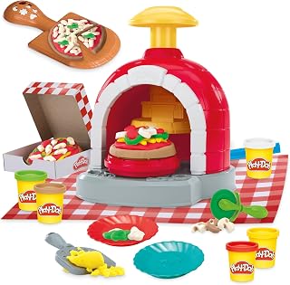 Play-Doh Stamp & Spin Pizza Playset, 8 Accessories & 5 Colors, Kids Play Food & Cooking Toys, Ages 3+