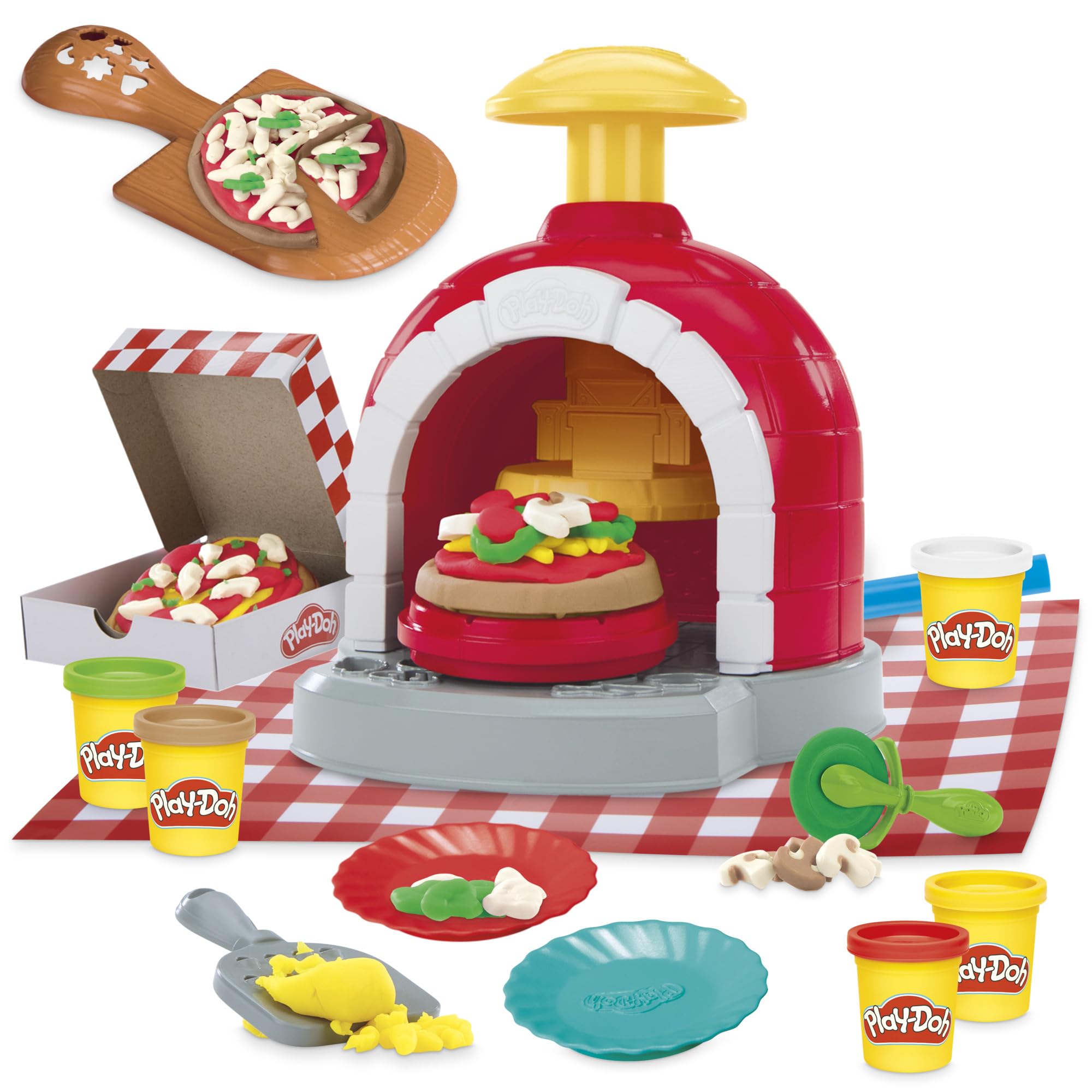 Play-Doh Stamp & Spin Pizza Playset, 8 Accessories & 5 Colors, Kids Play Food & 
