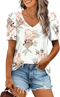 XIEERDUO Camisetas y blusas de manga 3/4 para mujer, estilo casual, cuello redondo, ropa de moda, ajuste holgado, a la moda