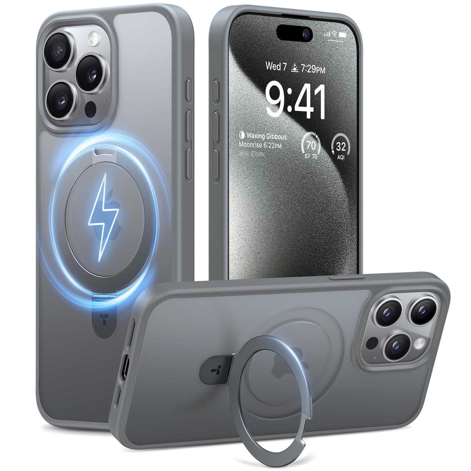 TORRAS Magnetic Ostand for iPhone 15 Pro Max Case Mil-Grade Drop Tested