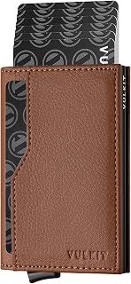 VULKIT Credit Card Holder with Double ID Window RFID Blocking Automatic Pop Up Card Wallet for Cards and Banknotes