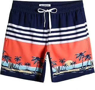 maamgic 7" Men's Elastic Swimming Trunks 4-Way Stretch Quick Dry Inner Mesh Swimwear Sports 4-Way Stretch