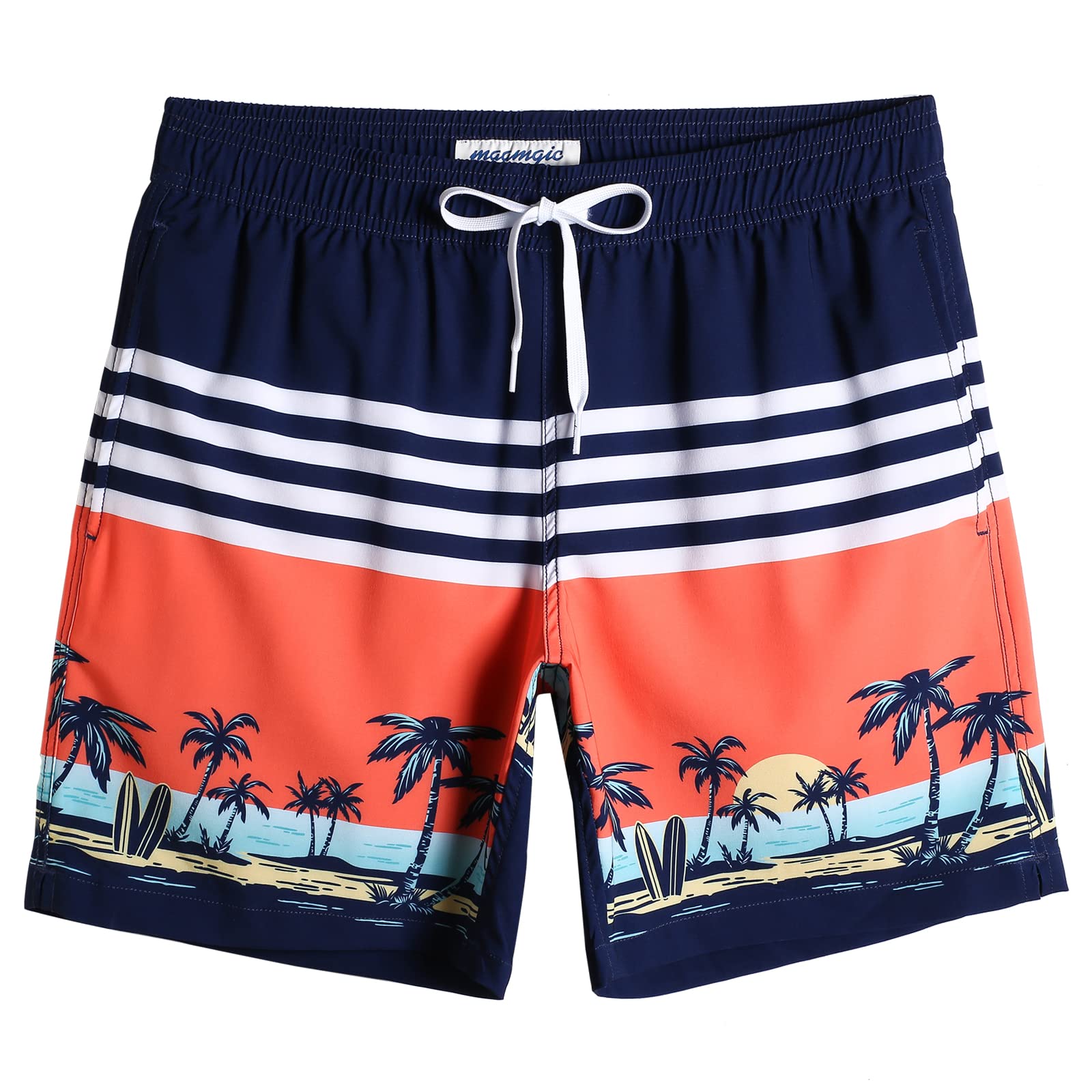 maamgic 7" Men's Elastic Swimming Trunks 4-Way Stretch Quick Dry Inner Mesh Swim