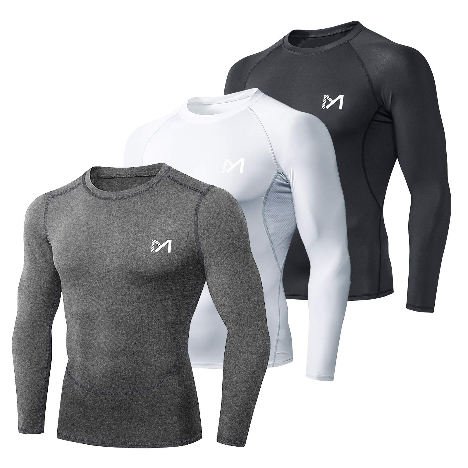 MEETYOO Kompressionsshirt Herren, Funktionsshirt kurz/Langarm Fitnessshirt Männe