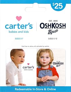 Carter’s Family of Brands Physical Gift Card | Shop Carter’s, OshKosh B’gosh, Little Planet, and Skip Hop - Traditional - $25