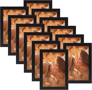 Pack of 12 Picture Frames 10 x 15 cm, Black, Photo Frames for 15 x 10 cm Photos and Pictures, Wall and Table Stand, Modern Frame for Living Room, Bedroom and Office Spaces