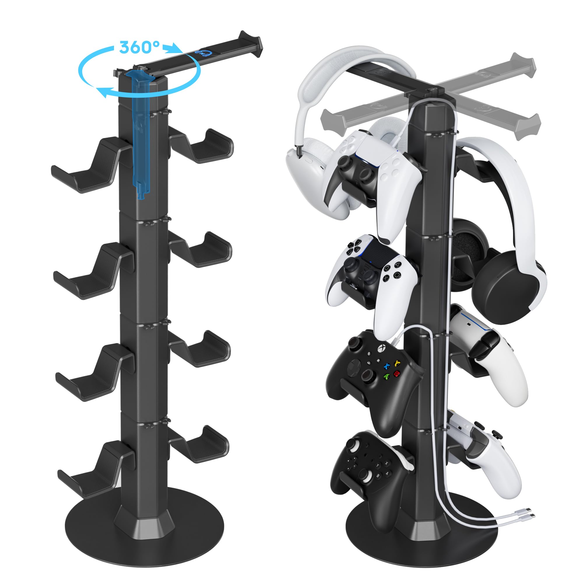 Controller & Headset Holder Stand for Desk, with Charger Cable Organizer Headpho