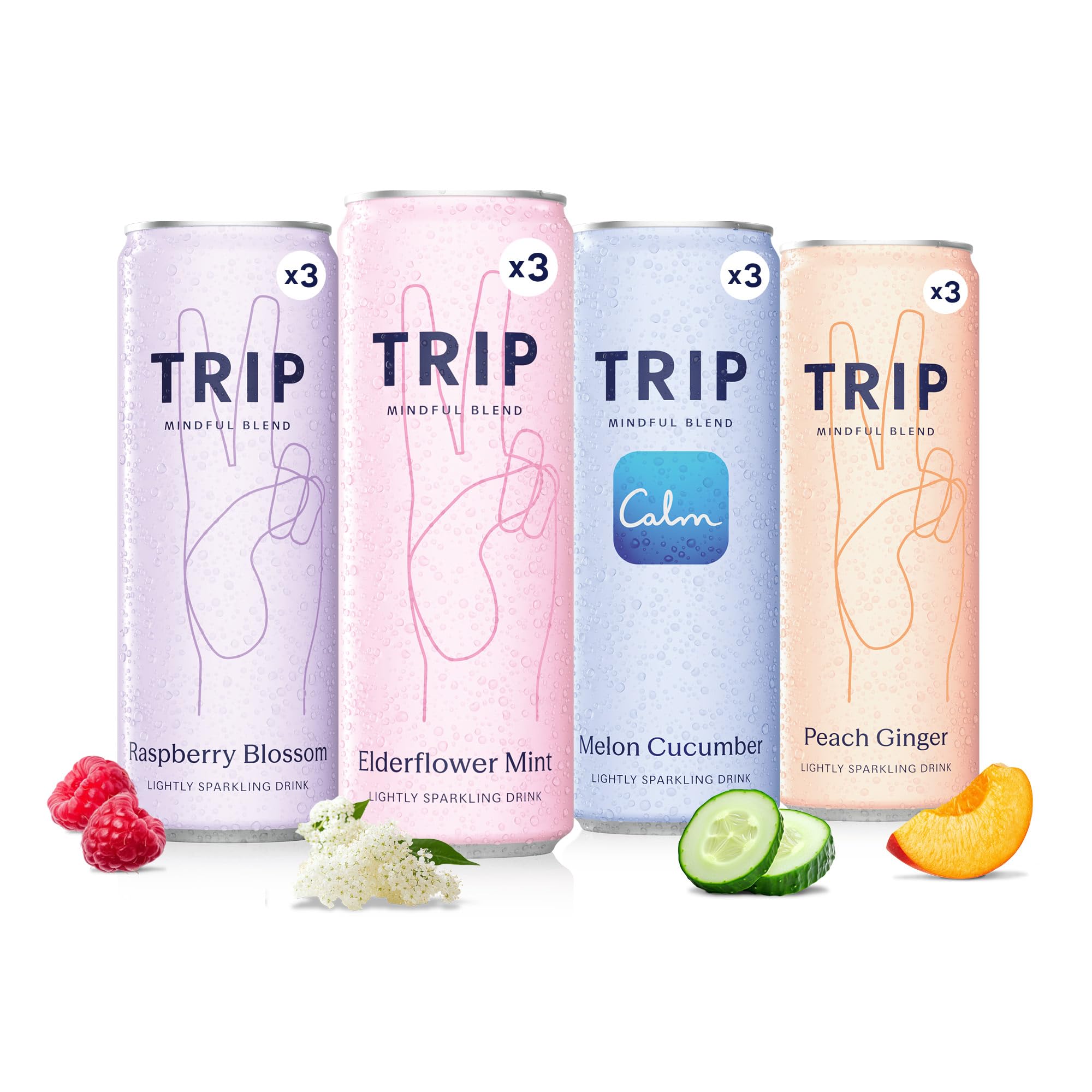 TRIP Calm Drink, Non-Alcoholic Adaptogen Mocktail, Original Variety 12 pack | Li