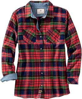 Legendary Whitetails Womens Cottage Escape Flannel Long Sleeve Plaid and Solid Color Clothes for Women, Fitted Button Down