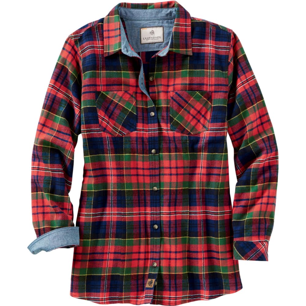 Legendary Whitetails Womens Cottage Escape Flannel Long Sleeve Plaid and Solid C