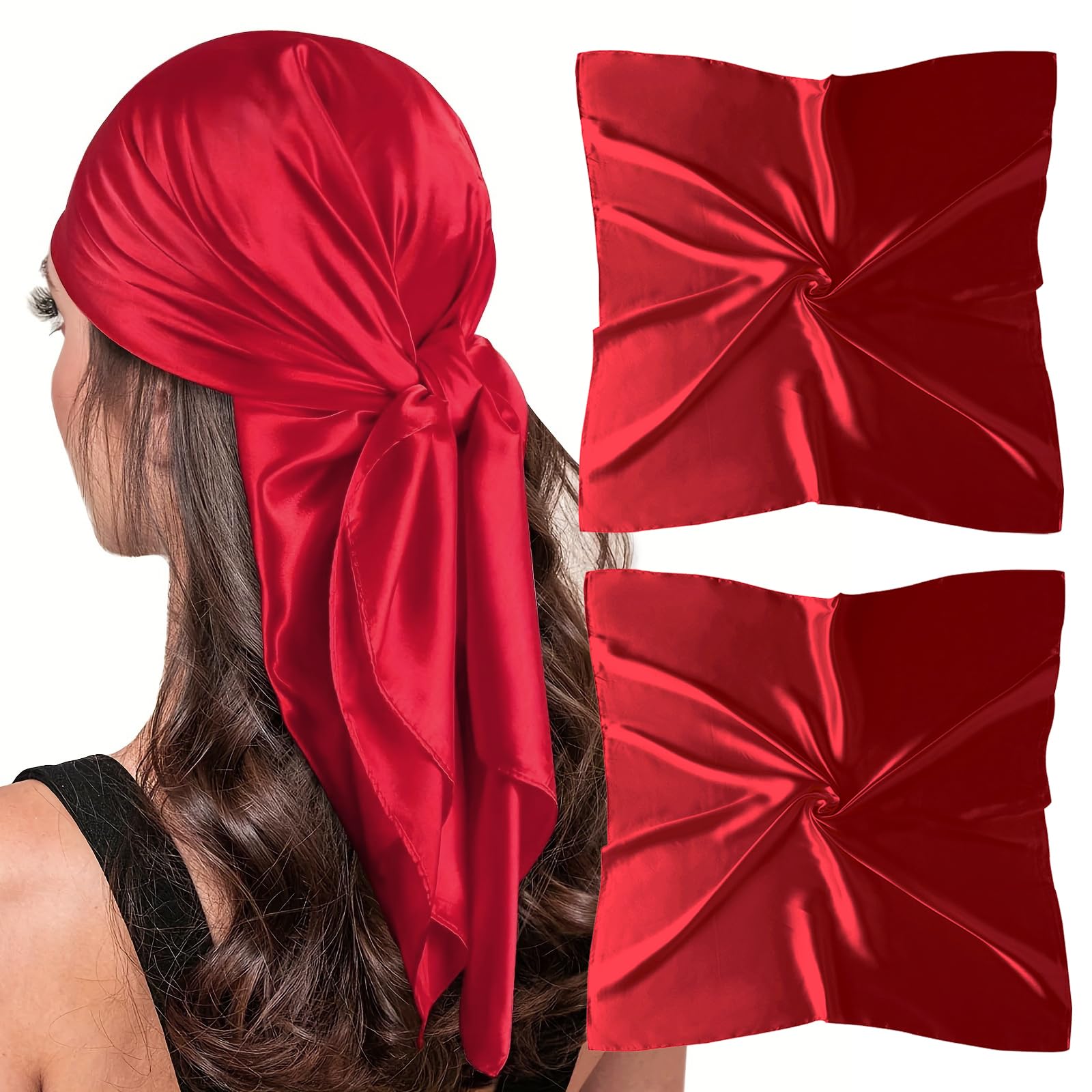 vimate Headscarf for Women - 35 Inch Square Silk Feel Satin Scarf Silk Scarf for