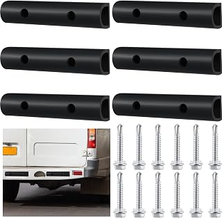 Pushglossy 6 Pcs 10 Inch Rubber Bumper Guard Protector Strips for Car Truck | Universal RV Front Rear Protection, Loading Dock Garage Walls, Includes 12 Screws, Anti Collision Scratch Guard