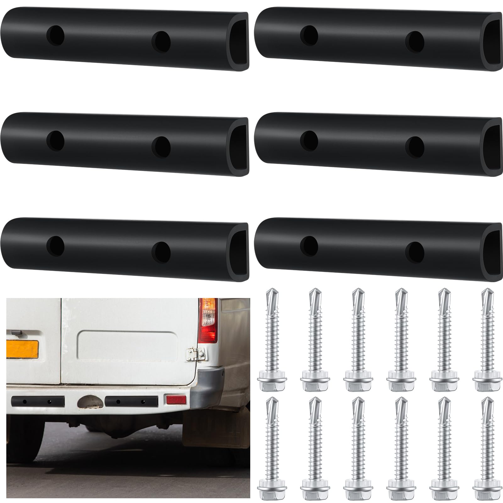 Pushglossy 6 Pcs 10 Inch Rubber Bumper Guard Protector Strips for Car Truck | Un