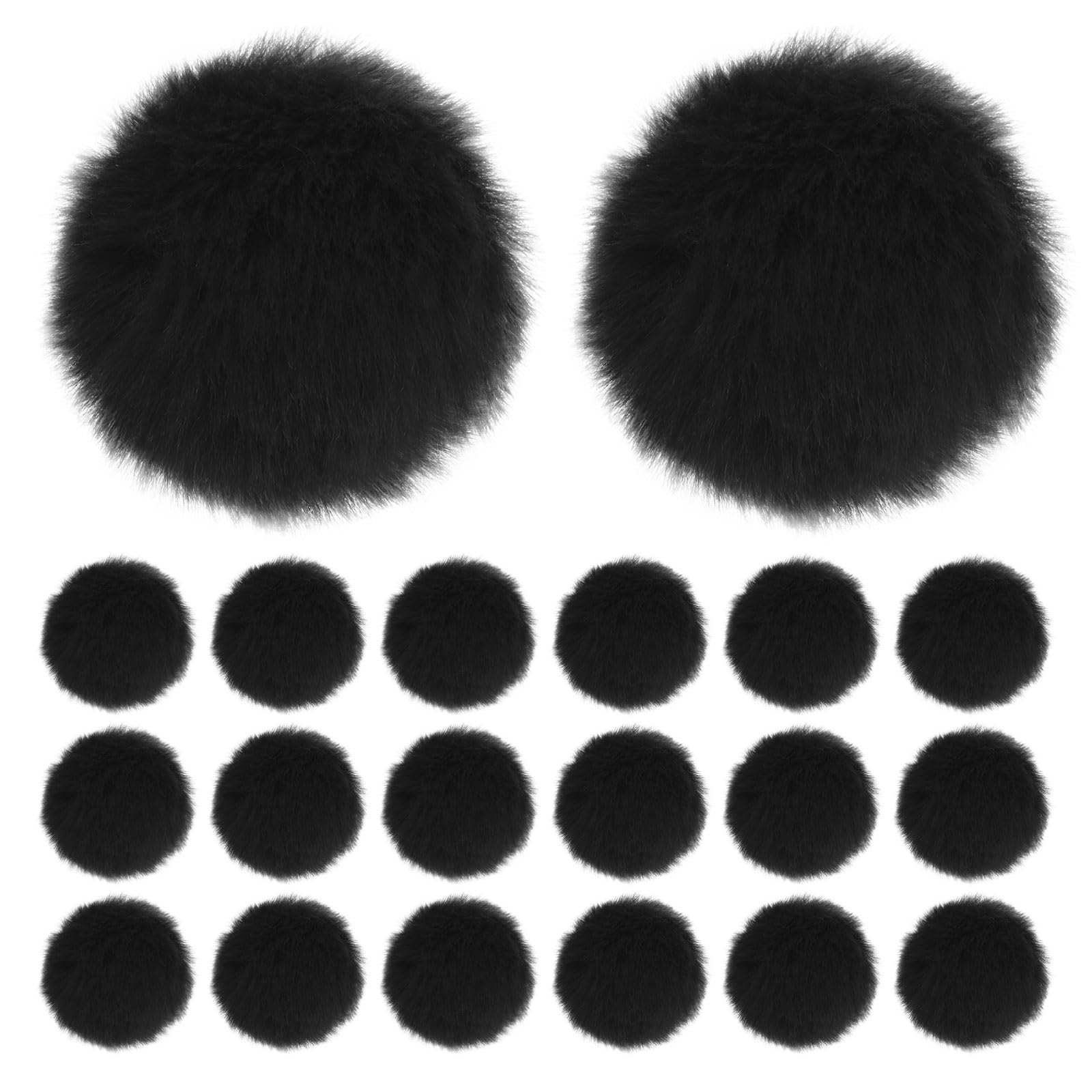 M METERXITY Faux Fur Pom Pom 2"/ 5cm Soft Fluffy PomPom Ball Black | 20Pack Faux