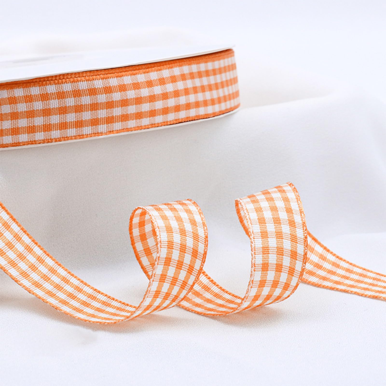 5/8" x 10 Yards Orange Plaid Ribbon for Gift Wrapping, Crafts, Hair Bows, Weddin
