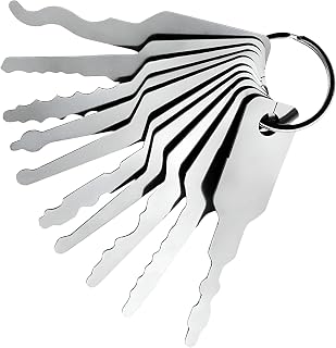 Lock Pick Set 20 Piece Blank Collection for Car Door and Safe Ergonomic Polished Steel Keys with Keychain for Carry