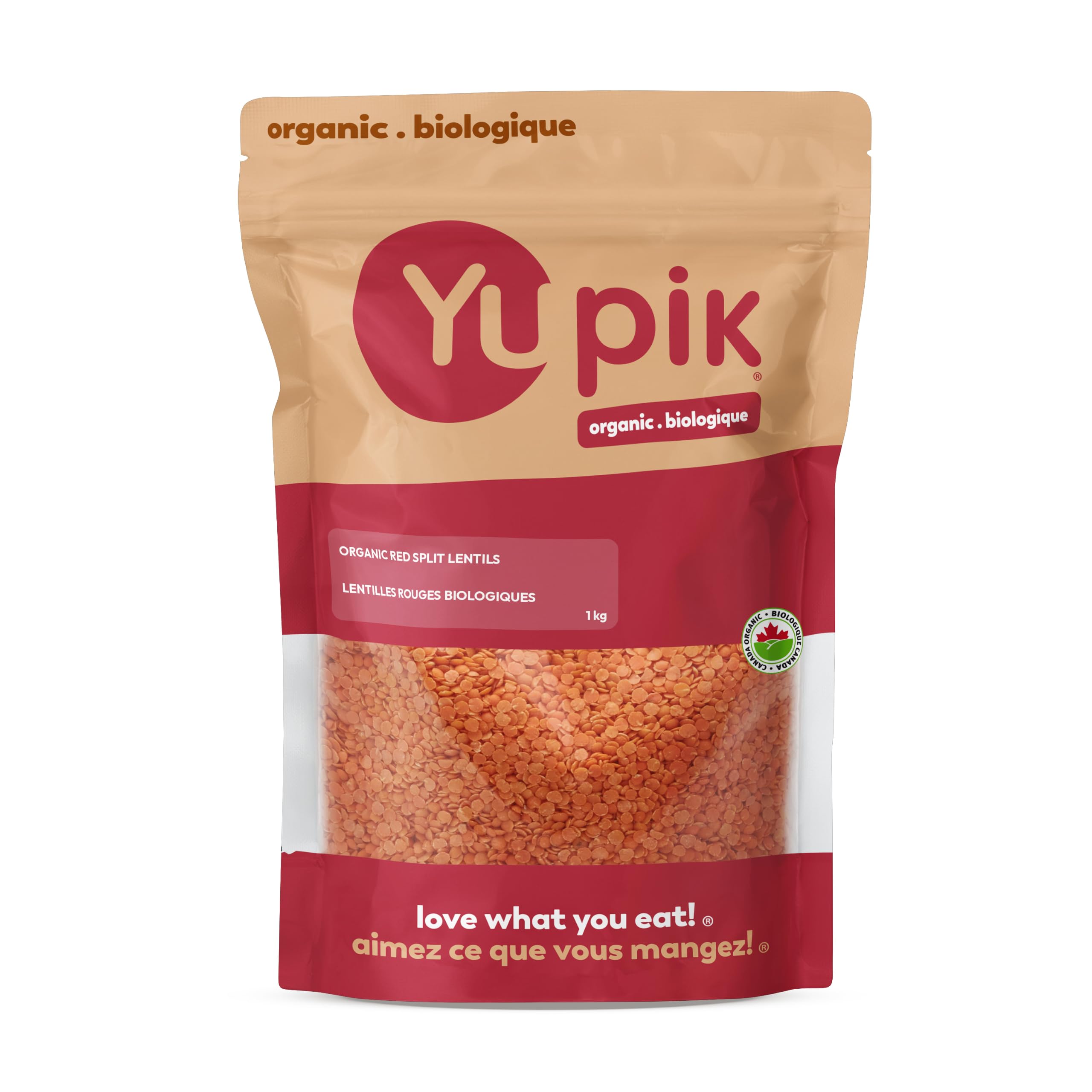 Yupik Organic Red Split Lentils, 1kg, Non-GMO, Vegan, Gluten-Free, Kosher, Raw, 