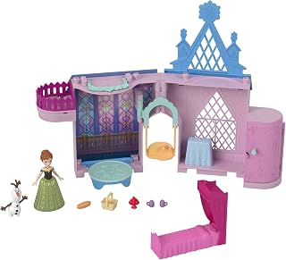 Mattel Disney Frozen Storytime Stackers Anna Arendelle Castle | Posable Anna Small Doll, Olaf Figure & Stacking Doll House Playset w/ 7 Accessories, Inspired by Disney Frozen, JDP65