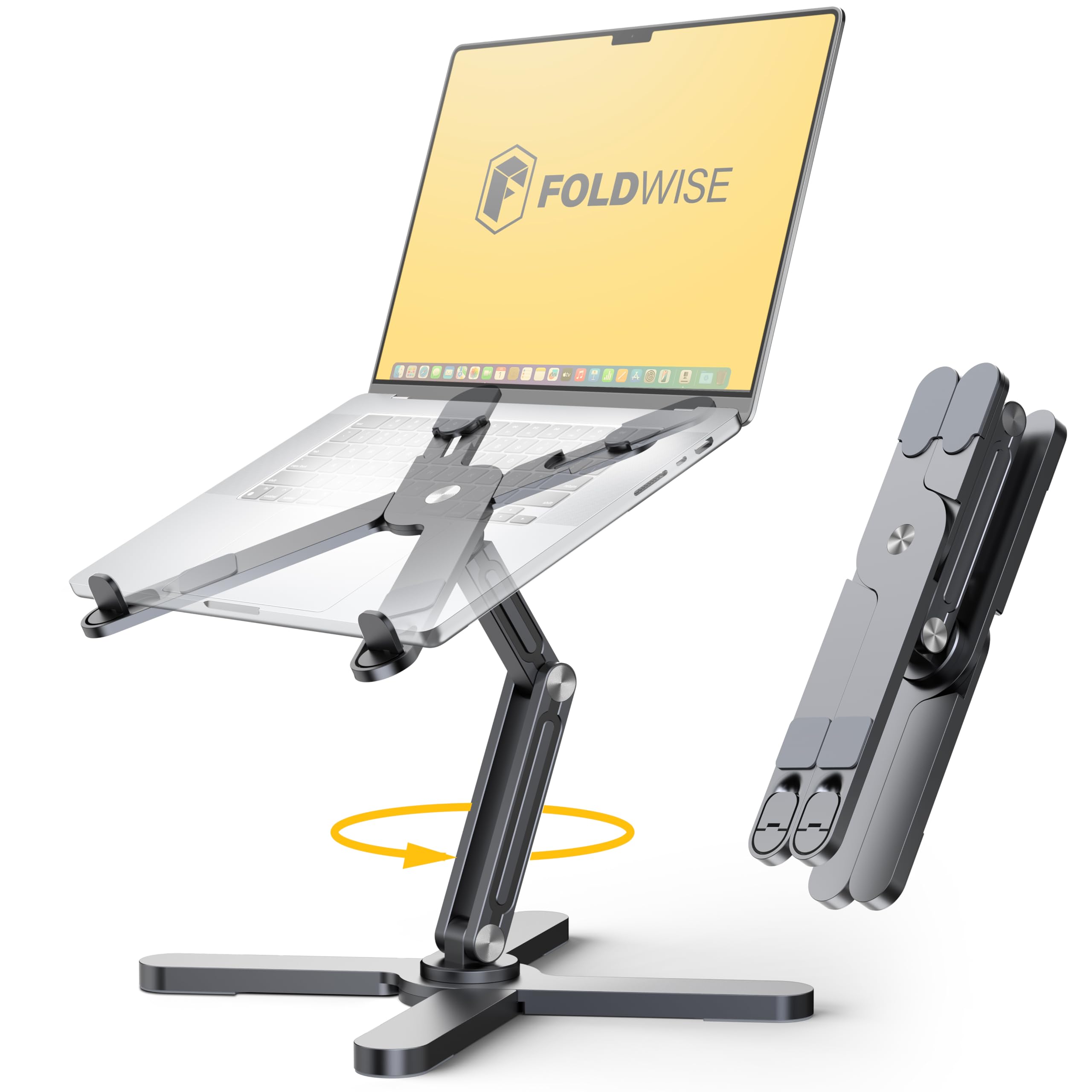 FoldWise X Premium Laptop Stand for Desk, 100% Aluminium with 360° Rotation | Ad