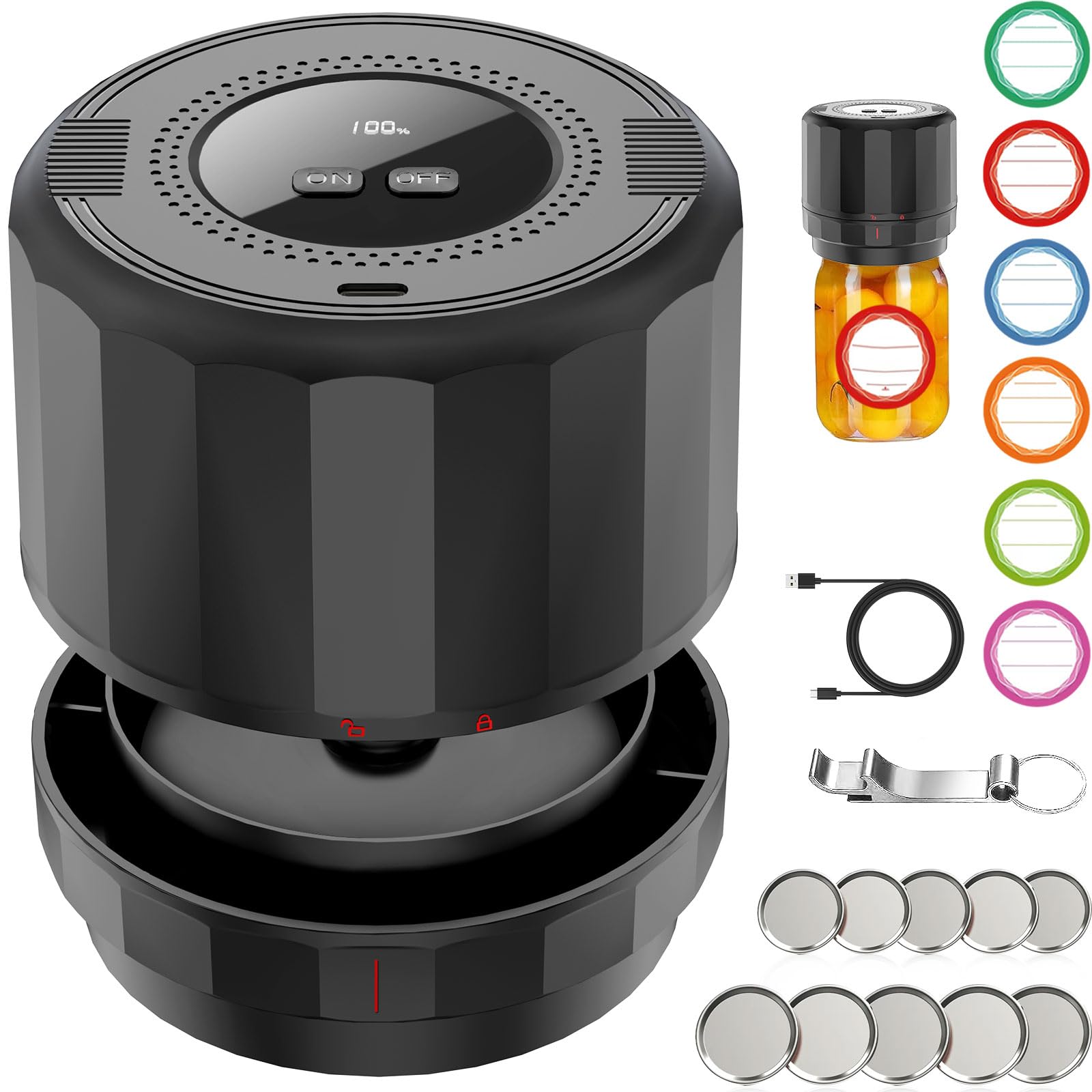 M11 Electric Mason Jar Vacuum Sealer Kit | for Wide and Regular Mouth Mason Lids