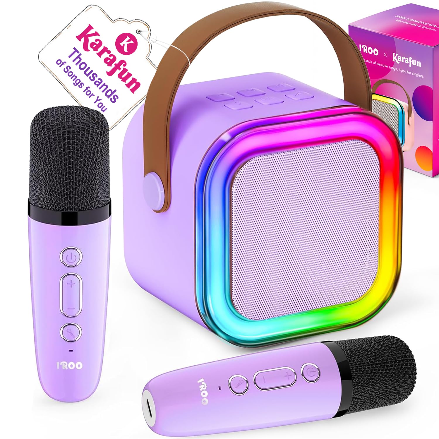 IROO Mini Karaoke Machine for Kids, Birthday Gifts Toys for Girls Ages 3-12 | 2 