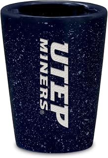 Rico Industries NCAA Texas-El Paso Miners - UTEP 2oz Ceramic Shot Glass for Fans, Laser Engraved In Team Color Single Shot Glass