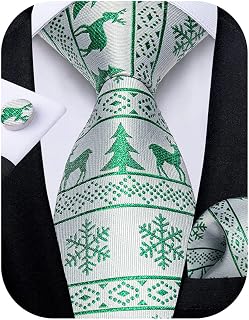 DiBanGu Mens Tartan Silk Tie And Pocket Square Cufflinks Tie Clip Tie Bar Tie Set For