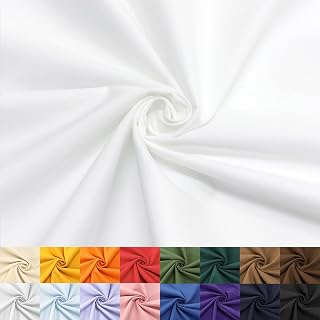 Cotton Polyester Fabric by the Yard, 60" Wide Broadcloth for Sewing | White 1 Yard-Soft, Breathable Material for Clothes, Lining, Curtains, Bedding & DIY Sewing