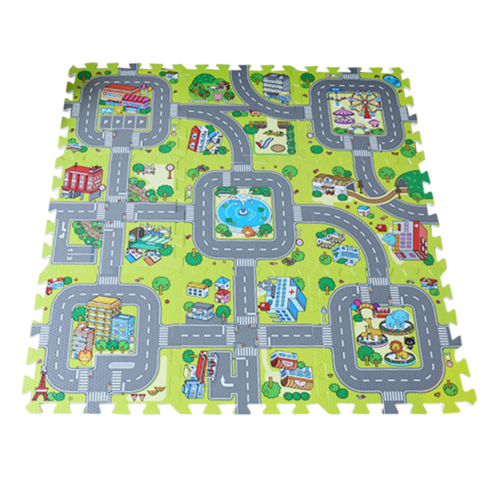 City Road Puzzle Mat 9 Foam Tiles for s Indoor Play | Soft interlocking foam til
