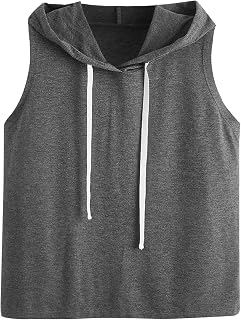 SweatyRocks Women Summer Sleeveless Hooded Tank Top Athletic Exercise Relaxed Breathable