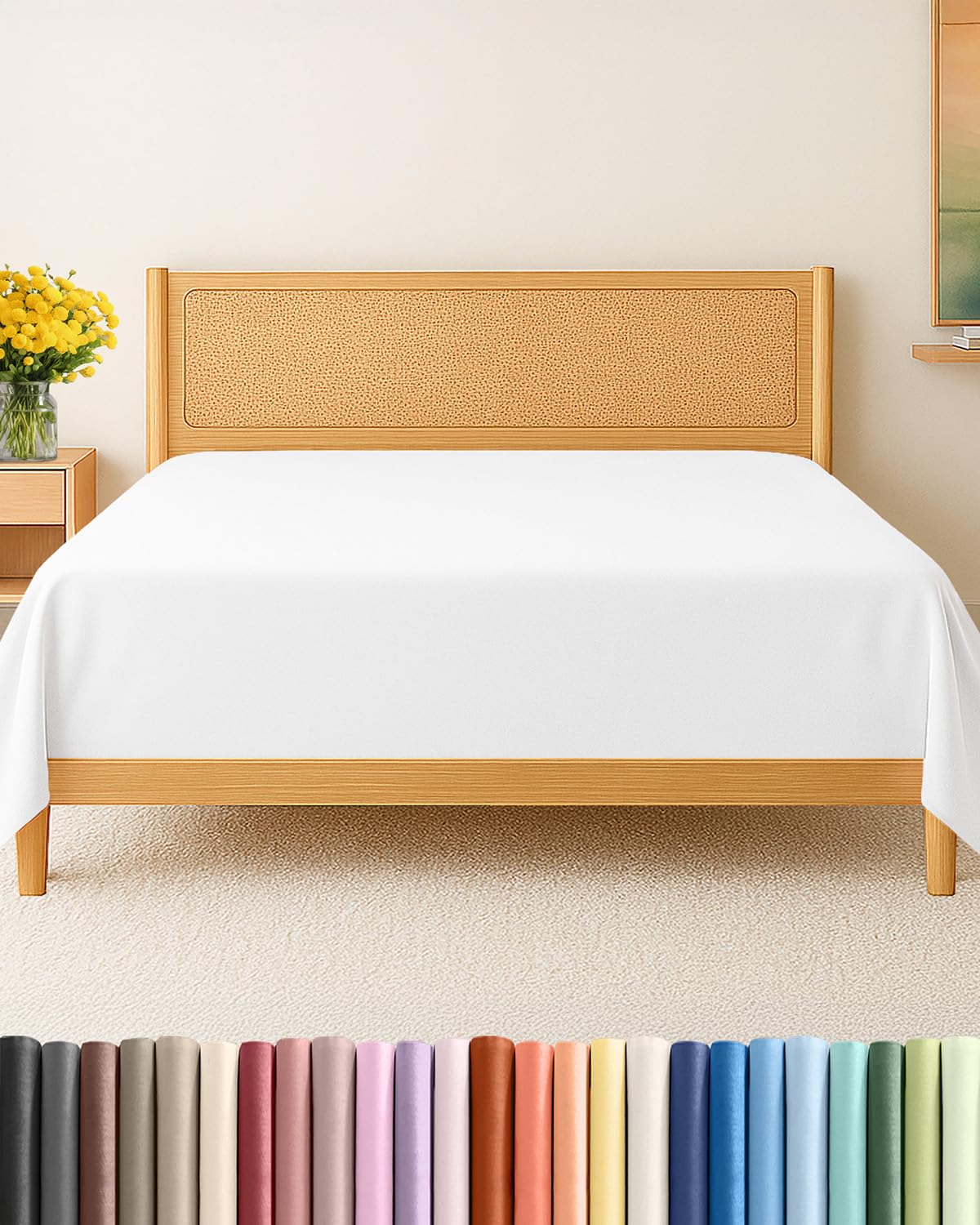 Twin Flat Sheet - Single Top Flat Sheet Only - Breathable & Cooling - White | Ho