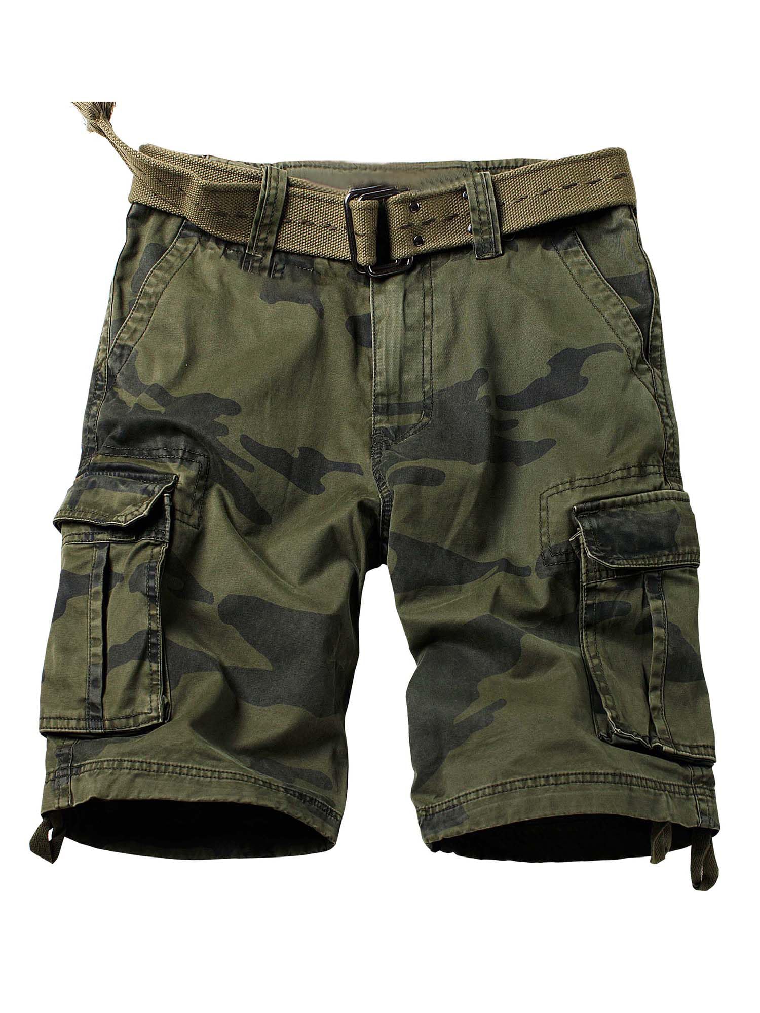Camo Cargo Shorts for Men Cotton Casual Wild Outdoor Work Relaxed Fit Shorts wit