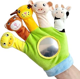 Xrten Educational Puppets Toy Glove Cartoon Animal Finger Baby Story Time Props Soft Educational Dolls Toys