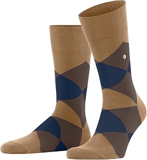 Burlington Men's Clyde Socks Breathable Cotton with Flat Seam Pressure-free Toe Argyle Fashionable One-SIZE-FITS-ALL as a Gift 1 Pair