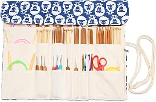 Teamoy Knitting Needle Crochet Hook Case Organizer Holder(up to 14"), Sheep | Roll Crochet Needle Bag Empty for Straight and Circular Knitting Needles, Crochet Hooks and Accessories