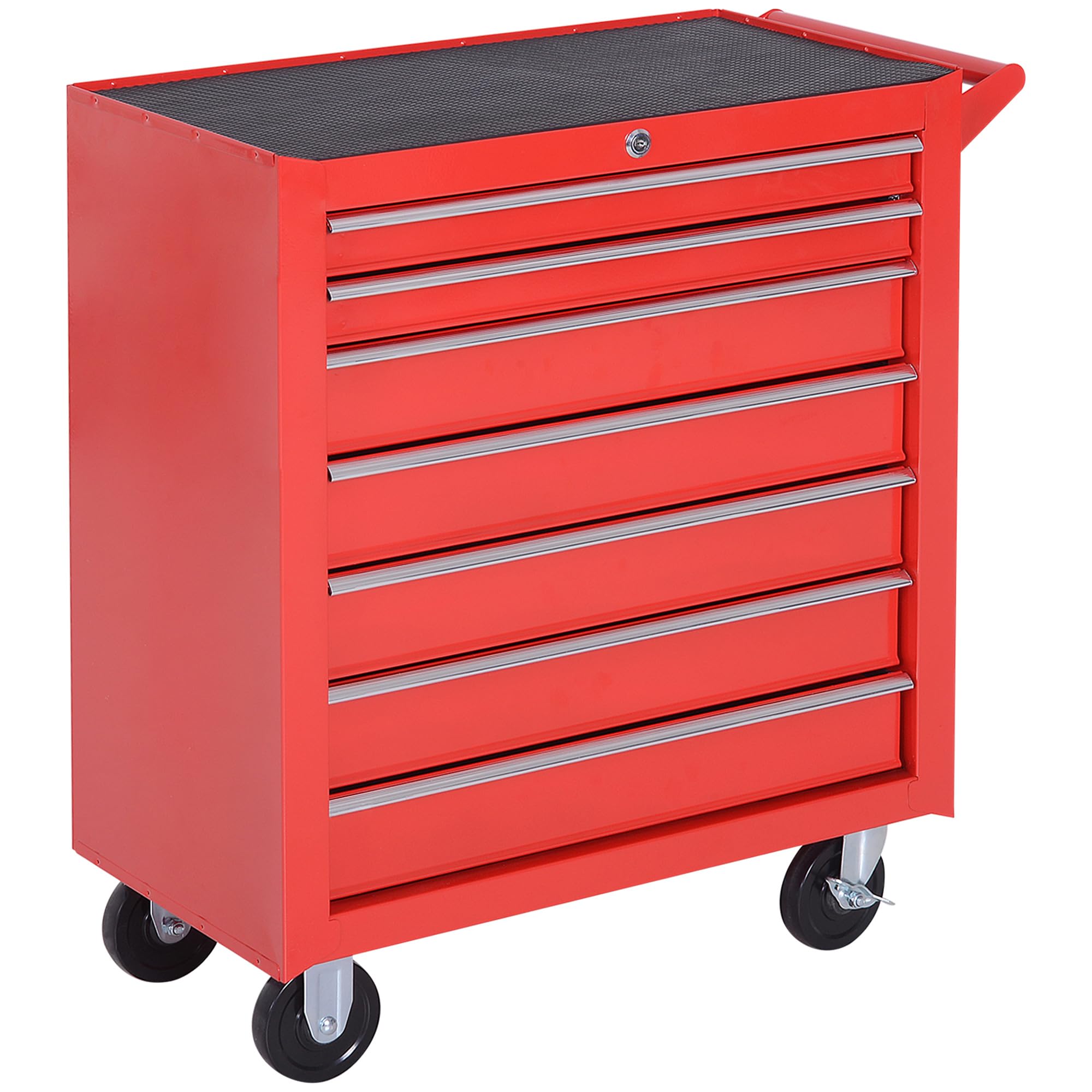 DURHAND 7-Drawer Rolling Tool Chest on Wheels Lockable Metal Red | Tool Cabinet 