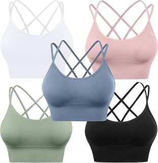 Evercute Sports Bra Women Padded Medium Support Criss Cross Straps Seamless High Impact Yoga Training Sports Bras