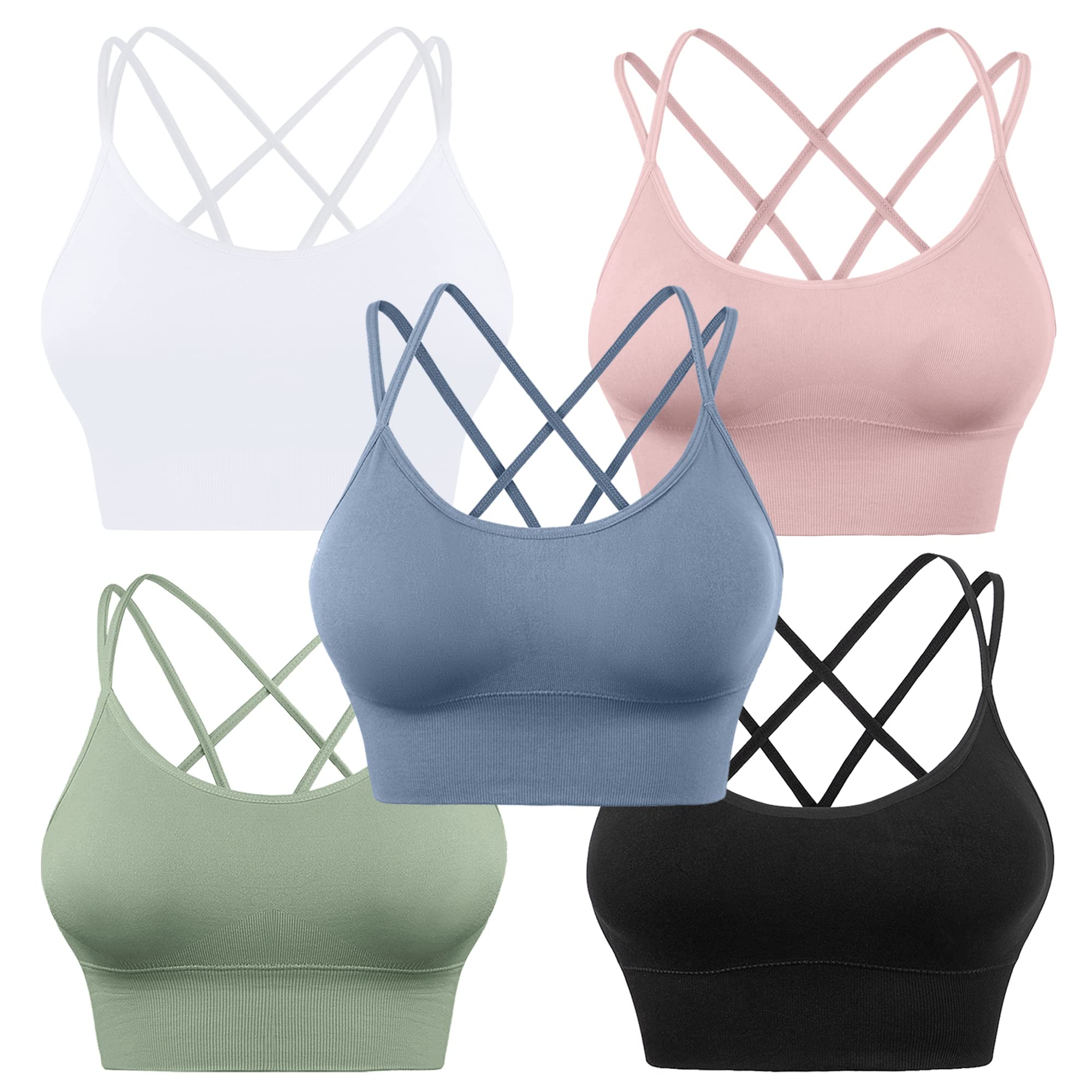 Evercute Sports Bra Women Padded Medium Support Criss Cross Straps Seamless High