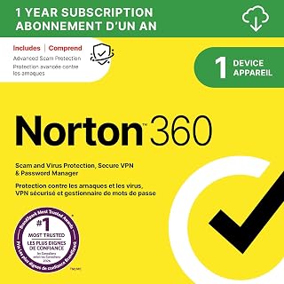 Norton 360 2026, Antivirus software for 1 Device – Includes Advanced AI Scam Protection, VPN and PC Cloud Backup [Download]