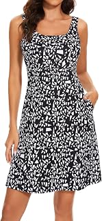 Women’s UPF 50+ Tank Dress A-Line with Pockets Breathable Quick Dry Sun Protection for Hiking Camping Beach Outdoor