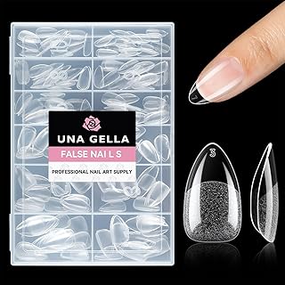 UNA GELLA Short American Almond Nail Capsule, 216 Pieces 12 Sizes Pre-Shaped Nail Capsules for Acrylic Extensions DIY for Salon at Home