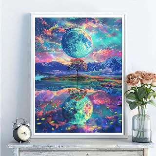 Adult 5D Diamond Art Kit - DIY Landscape Diamond Painting Kit Full Round Drill - Crystal Embroidery Cross Stitch Craft for Wall Decoration Christmas Gift - 12x16 Inch A55