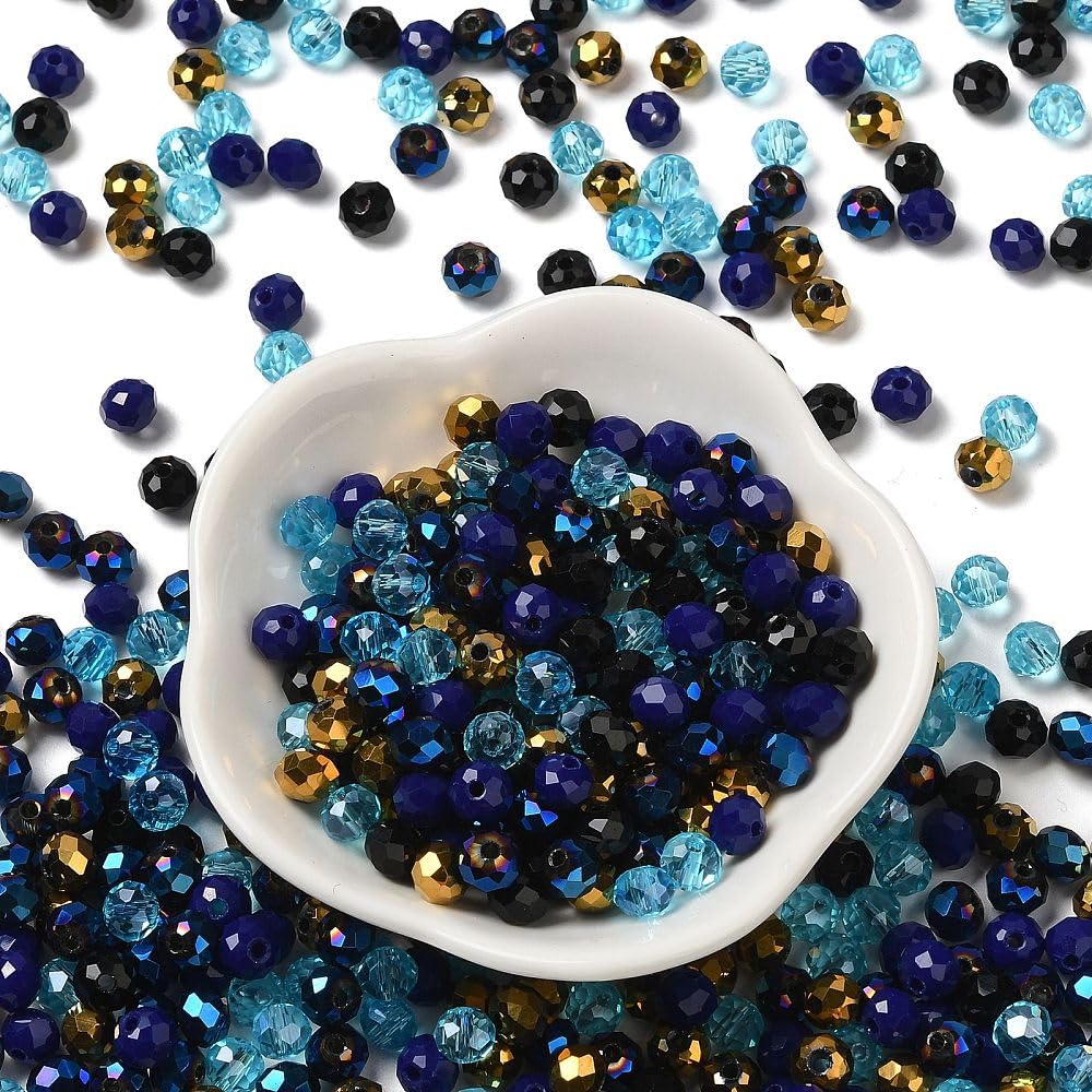 280pcs/60g Faceted Glass Rondelle Beads Mixed Color Glass Loose Beads for DIY Br