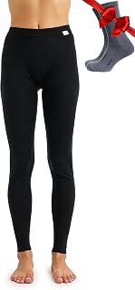 100% Merino Wool Base Layer Womens Leggings, Thermal Underwear + Wool Socks