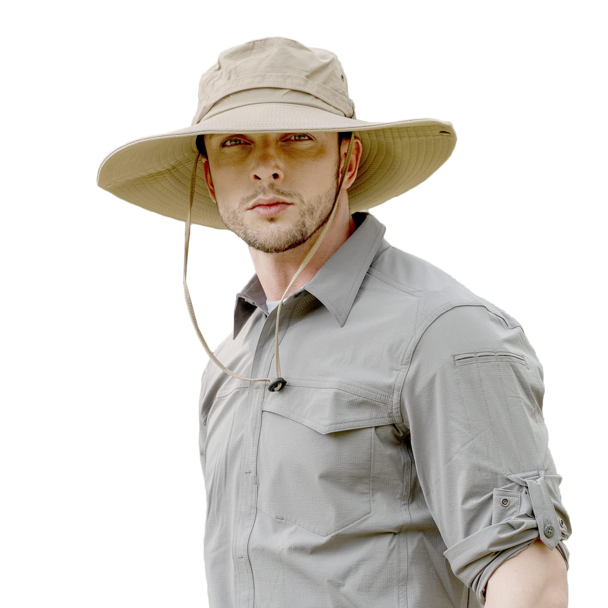 ZLYC Sombrero Tipo Militar de ala Ancha para Hombre, Impermeable, protección Sol