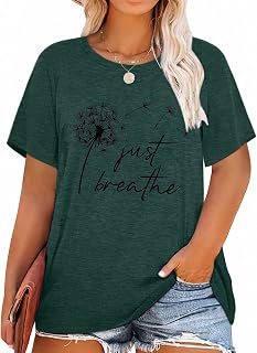 Women Plus Size Dandelion Print Floral Graphic Short Sleeve T Shirt Summer