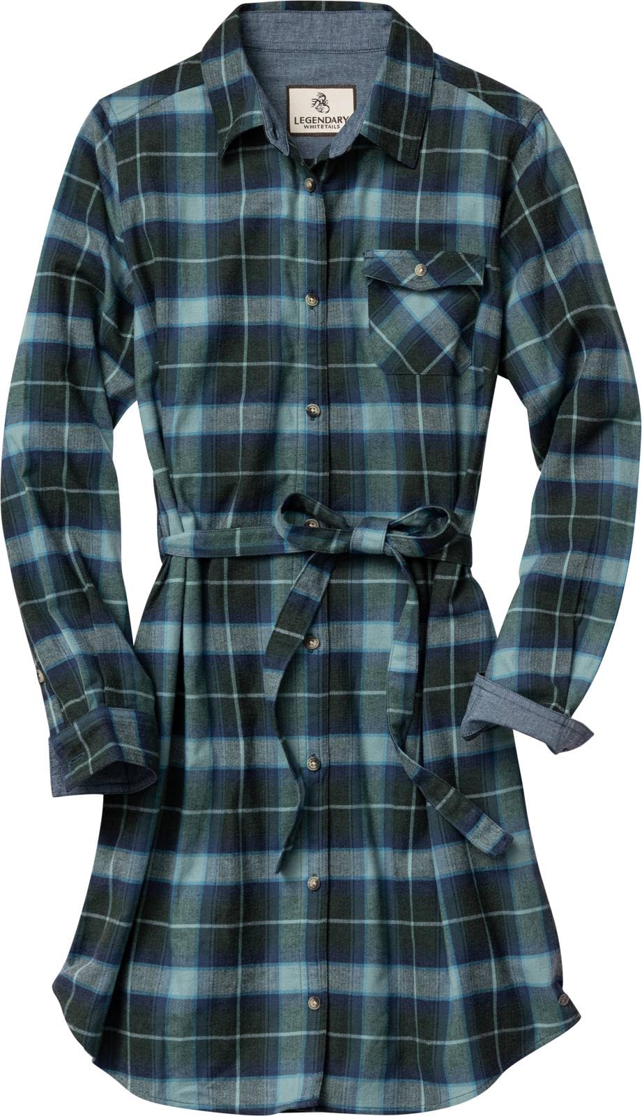 Legendary Whitetails Womens Open Spaces Dress, Plaid Flannel Long Sleeve Button 