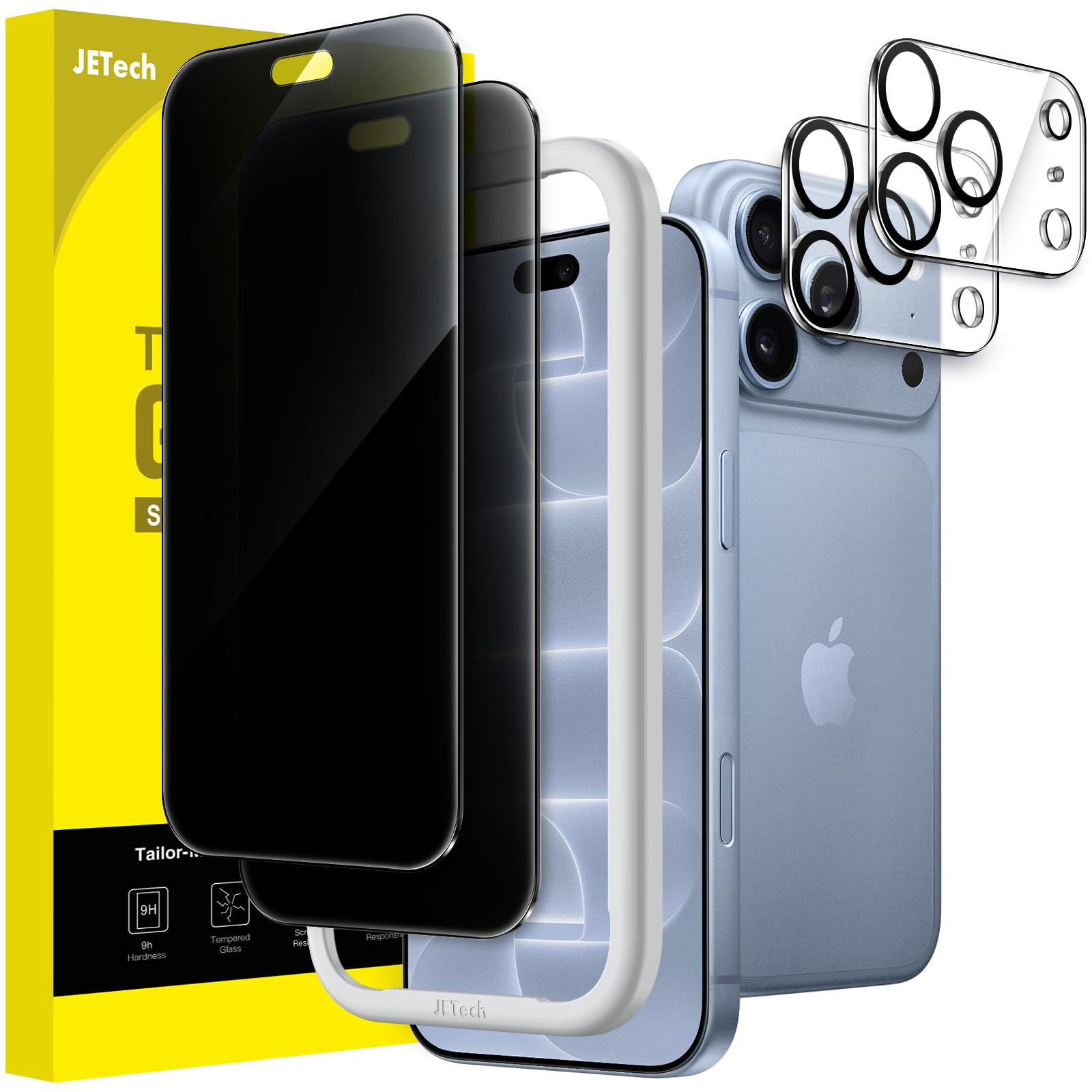 JETech Privacy Screen Protector for iPhone 18 Pro, 2 + 2 Pieces