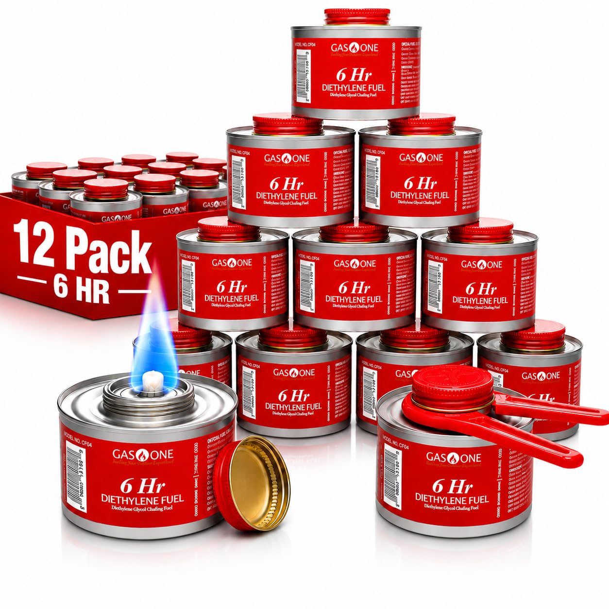 Gas One 12 Pack 6 Hour Chafing Fuel - Food Warmer for Chafing Dish Buffet Set - 